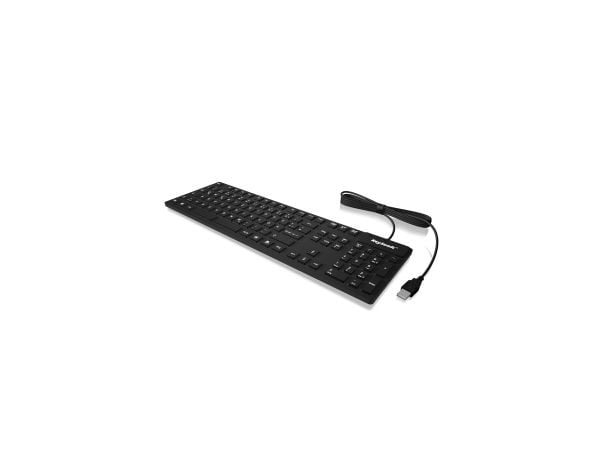 KeySonic KSK-8030 IN (US), Full størrelse (100 og), Koblet med ledninger (ikke trådløs), USB, QWERTY, Sort