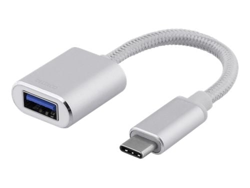 DELTACO - USB-adapter - 24 pin USB-C (hann) til USB-type A (hunn) - USB 3.1 Gen1 OTG - 10 cm - sølv