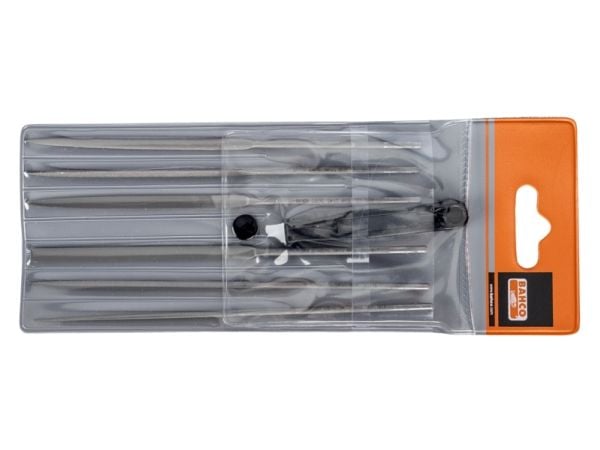 Bahco Nålfilsett, 6stk, Fil-sett, Flate mapper, Halvrund fil, Rund fil, Firkantet fil, Glatt kutt, 70 g, 160 mm