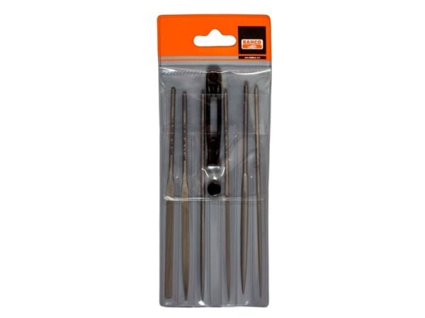 Bahco Nålfilsett, 6stk, Fil-sett, Flate mapper, Halvrund fil, Rund fil, Firkantet fil, Glatt kutt, 70 g, 160 mm