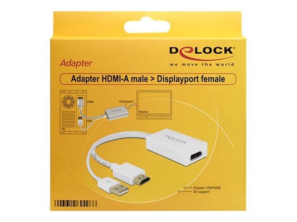 Delock - Videotransformator - HDMI, DisplayPort - DisplayPort - hvid - detailsalg