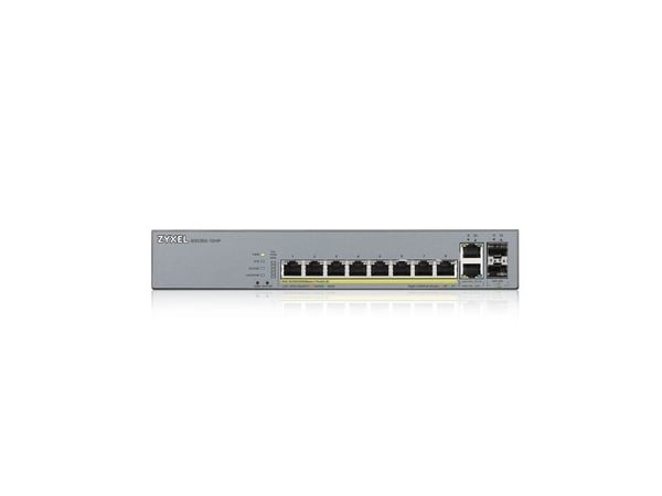 Zyxel GS1350-12HP - Switch - smart - 8 x 10/100/1000 (PoE+) + 2 x 10/100/1000 (opplink) + 2 x Gigabit SFP (opplink) - stasjonær, rackmonterbar - Po...