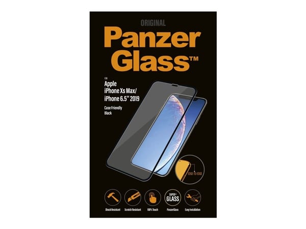 PanzerGlass - Skjermbeskyttelse for mobiltelefon - glass - 6.5" - rammefarge svart - for Apple iPhone 11 Pro Max, XS Max