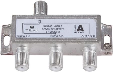 Triax ACS 3, Kaapelin jakaja, 75 O, 5 - 1000 MHz, Sinkki, Sinkki, Naaras