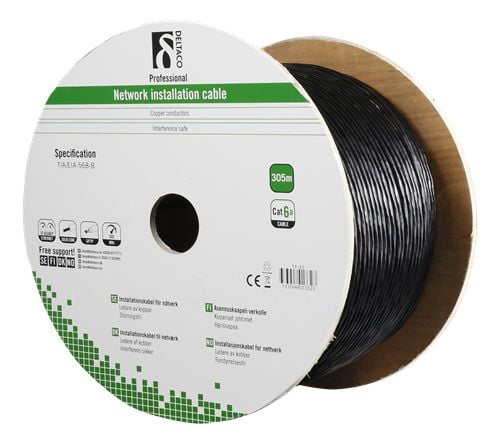 DELTACO - Bulkkabel - 305 m - SFTP - CAT 6a - lajittelu