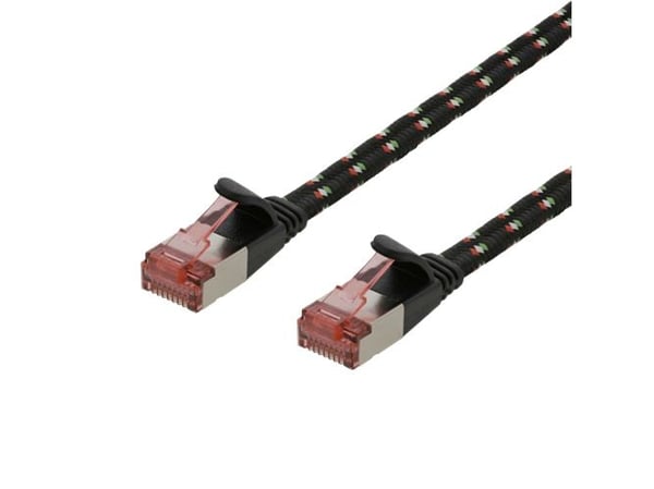 DELTACO - Patchkabel - RJ-45 (han) til RJ-45 (han) - 1 m - U/FTP - CAT 6a - strenget, flad - lajitelma - lajittelu