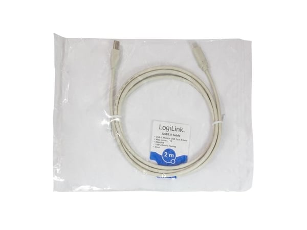 LogiLink CU0161, 2 m, USB C, USB B, USB 2.0, 480 Mbit/s, Grå
