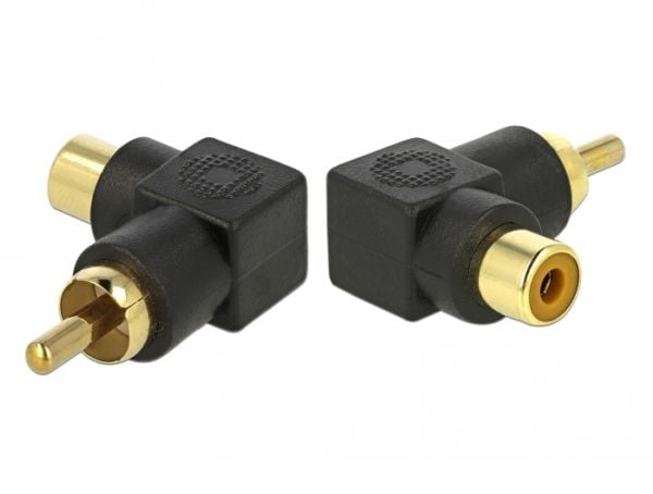 Delock - Audioadapter - RCA hann til RCA hunn - svart - vinklet