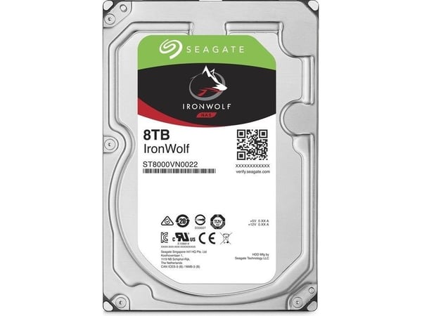 Seagate IronWolf ST8000VN004 - Hårddisk - 8 TB - inbyggd - 3.5" - SATA 6Gb/s - 7200 rpm - buffert: 256 MB