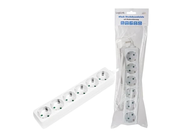 LogiLink LPS238, 1,5 m, Sisätila, IP20, Valkoinen, 6 AC-pistorasia(a), 250 V
