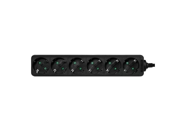 LogiLink LPS238B, 1,5 m, Sisätila, IP20, Musta, 6 AC-pistorasia(a), 250 V
