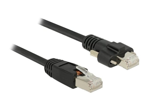 Delock - Koblingskabel - RJ-45 (hann) til RJ-45 (hann) skrubar - 1 m - skjermet, beskyttet tvunnet parkabel (STTP) - CAT 6 - svart