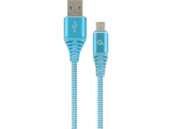 Cablexpert Premium - USB-kabel - Micro-USB Type B (hann) til USB (hann) - USB 2.0 - 2.1 A - 1 m - hvit, blå turkis