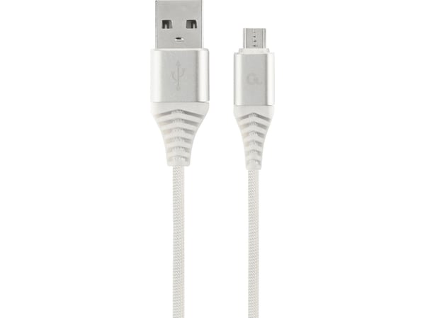 Cablexpert Premium - USB-kabel - Micro-USB Type B (hann) til USB (hann) - USB 2.0 - 2.1 A - 2 m - hvit, sølv