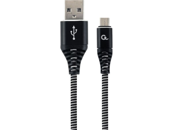 Cablexpert Premium - USB-kabel - Micro-USB Type B (hann) til USB (hann) - USB 2.0 - 2.1 A - 2 m - svart, hvit