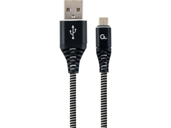Gembird CC-USB2B-AMMBM-1M-BW, 1 m, Micro-USB B, USB A, USB 2.0, 480 Mbit/s, Musta, Valkoinen