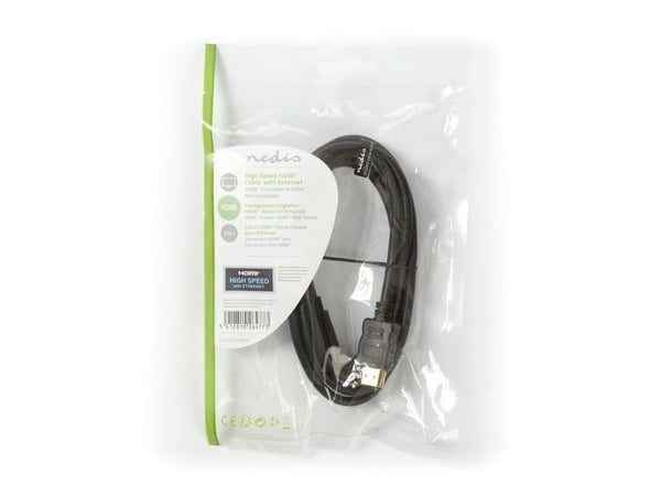 Nedis - HDMI-kabel med Ethernet - HDMI hann til 19 pin mini HDMI Type C hann - 1.5 m - svart - rund