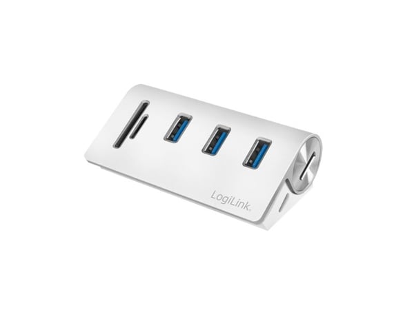 LogiLink CR0045, USB 3.2 Gen 1 (3.1 Gen 1) Type-A, USB 3.2 Gen 1 (3.1 Gen 1) Type-A, MicroSD (TransFlash), SD, 5000 Mbit/s, Sølv, Aluminium