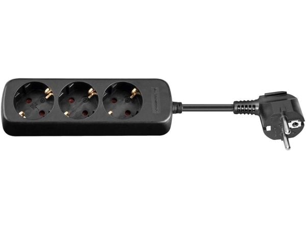 Microconnect GRU003B-WOS, 1,5 m, Sisätila, Tyyppi F, Musta, 3 AC-pistorasia(a), 250 V