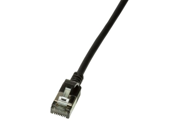LogiLink SlimLine - Patch-kabel - RJ-45 (hane) till RJ-45 (hane) - 5 m - SSTP, PiMF - CAT 6a - startad, halogenfri, formpressad, hakfri - svart, RA...