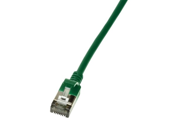LogiLink SlimLine - Patch-kabel - RJ-45 (hane) till RJ-45 (hane) - 5 m - STP - CAT 6a - halogenfri, formpressad, hakfri, tvinnad - grön, RAL 6029