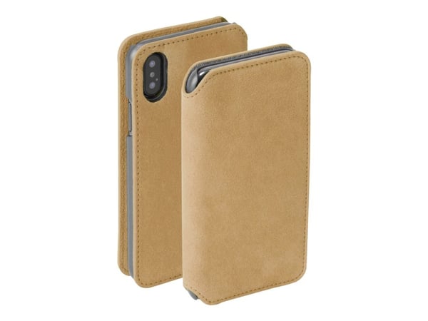 Krusell Broby - Flipdeksel for mobiltelefon - premium semsket skinn - cognac - for Apple iPhone XS Max