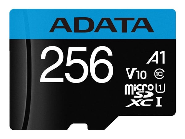 ADATA Premier - Flashminnekort (microSDXC til SD-adapter inkludert) - 256 GB - Video Class V10 / UHS-I U1 / Class10 - microSDXC UHS-I
