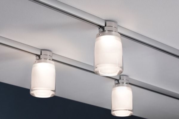 Paulmann 955.01, Spotlight på skinne, 1 ampuller, LED, 2700 K, 400 lm, Kromfarget, Gjennomsiktig, Hvit