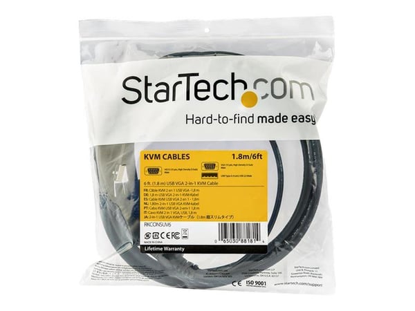 StarTech 10 ft. (3 m) USB KVM Cable for StarTech.com Rackmount Consoles - VGA and USB KVM Console Cable (RKCONSUV10) - Video- / USB-kabel - mini-VG...