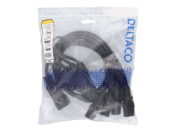 DELTACO - Strømsplitter - IEC 60320 C20 til power IEC 60320 C13 - 250 V - 16 A - 2 m - svart
