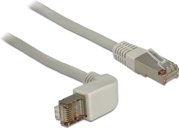 Delock - Koblingskabel - RJ-45 (hann) til RJ-45 (hann) - 1 m - SFTP - CAT 5e - formstøpt, 90° kontakt - grå