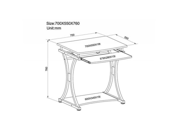 Techly ICA-TB 328BK, MDF, Metall, Sort, 700 mm, 550 mm, 760 mm