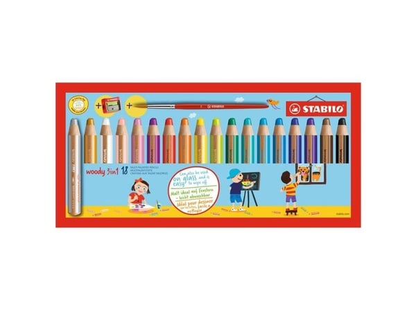 STABILO Woody 3 in 1, Flerfarget, 18 stykker