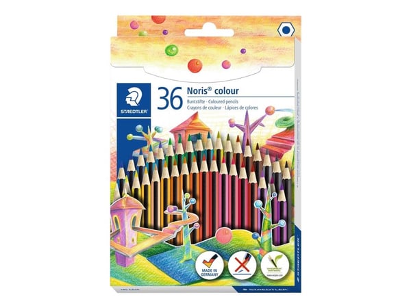 Färgkritor Staedtler Noris Colour 185, assorterade färger, 36 st.