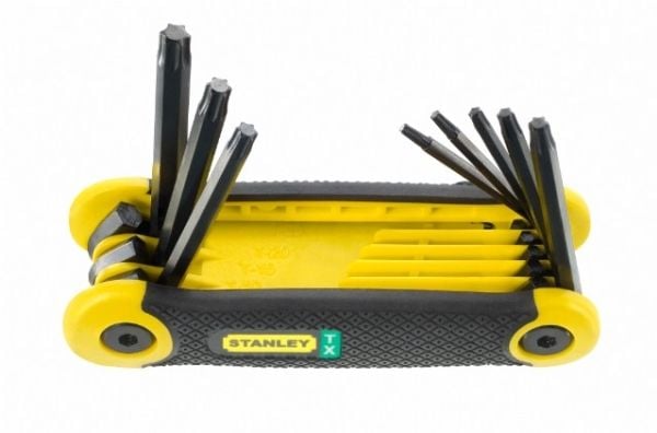 Stanley 2-69-266, Sammenleggbare torx-nøkler, T10, T15, T20, T25, T27, T30, T40, T9, Sort, Gult, Stål, Plast, 45 mm