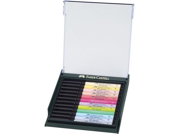 Faber-Castell PITT Artist Pen B - Børstepenn - permanent - assorterte pastellfarger - tusj (en pakke 12)