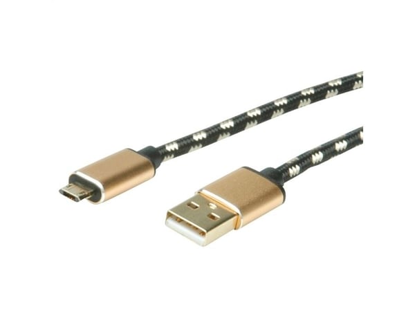 ROLINE 11.02.8819, 0,8 m, USB C, Micro-USB B, USB 2.0, musta, kultainen