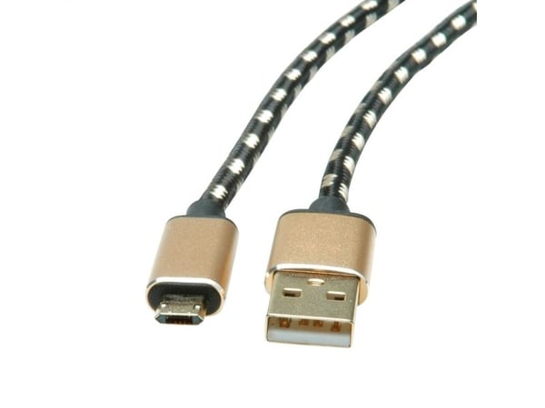 ROLINE 11.02.8819, 0,8 m, USB C, Micro-USB B, USB 2.0, musta, kultainen