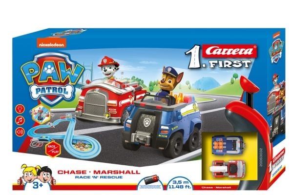 Carrera RC Paw Patrol Race N Rescue, Kjøretøy og banesett, 3 år, Plast, Blå, Rød