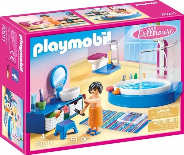 Playmobil Dollhouse 70211, Badesett, 4 år, Flerfarget, Plast