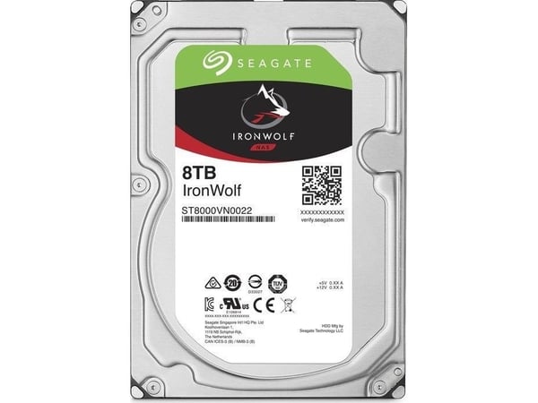 Seagate IronWolf ST8000VN004 - harddisk - 8 TB - intern - 3,5" - SATA 6 Gb/s - 7200 rpm - buffer: 256 MB