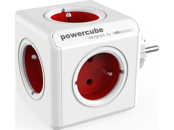 Allocacoc PowerCube Original Type E, Sisätila, Tyyppi E, Punainen, CE, 5 AC-pistorasia(a), 16 A