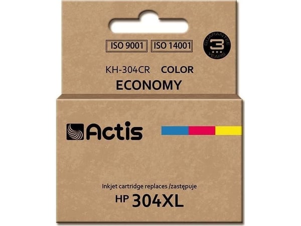 Actis KH-304CR, Høyt (XL) utbytte, Cyan, Fiolblå, Gult, Fargestoffbasert blekk, 18 ml, 1 stykker, Enkeltpakke