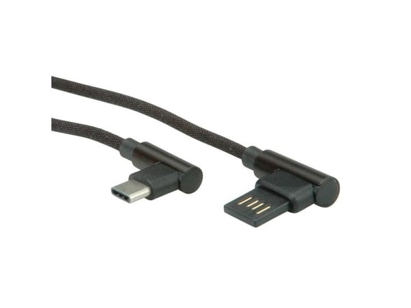 ROLINE 11.02.9035, 0,8 m, USB C, USB A, USB 2.0, Sort