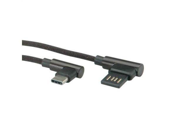 ROLINE 11.02.9035, 0,8 m, USB C, USB A, USB 2.0, Sort