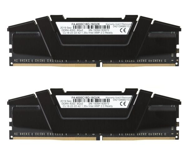 G.Skill Ripjaws V - DDR4 - sett - 16 GB: 2 x 8 GB - DIMM 288-pin - 4000 MT/s / PC4-32000 - CL18 - 1.35 V - ikke-bufret - ikke-ECC - klassisk svart
