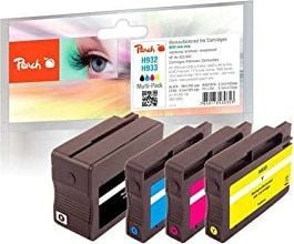Peach Combi-Pack H932/H933 - 4-pack - svart, gul, cyan, magenta - kompatibel - gjenfabrikert - blekkpatron (alternativ for: HP 932, HP 933)