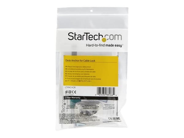 Startech Laptop Cable Lock Anchor - Zinc Alloy - Computer Security Cable Anchor - Desk Mount Security Anchor Point - Screw-On Lock Anchor (LTANCHOR...