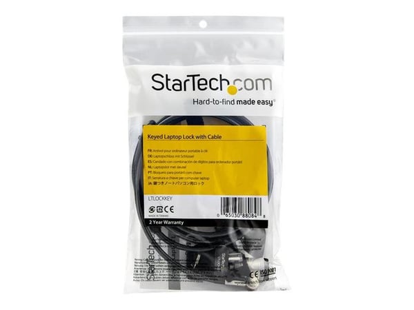 Startech 6ft (2m) Laptop Cable Lock with Keys, Keyed Security Cable Lock for Compatible K-Slot Laptops, Desktops, Computers & Other Devices, Anti-T...