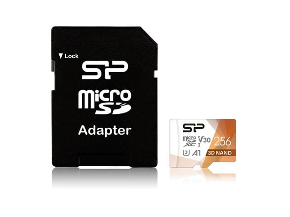 SILICON POWER Superior Pro - Flash-minneskort (microSDXC till SD-adapter inkluderad) - 256 GB - A1 / Video Class V30 / UHS-I U3 / Class10 - mikroSD...